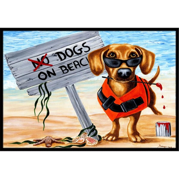 Carolines Treasures The Dog Beach Dachshund Indoor or Outdoor Mat, 18 x 27 CA78383 - main